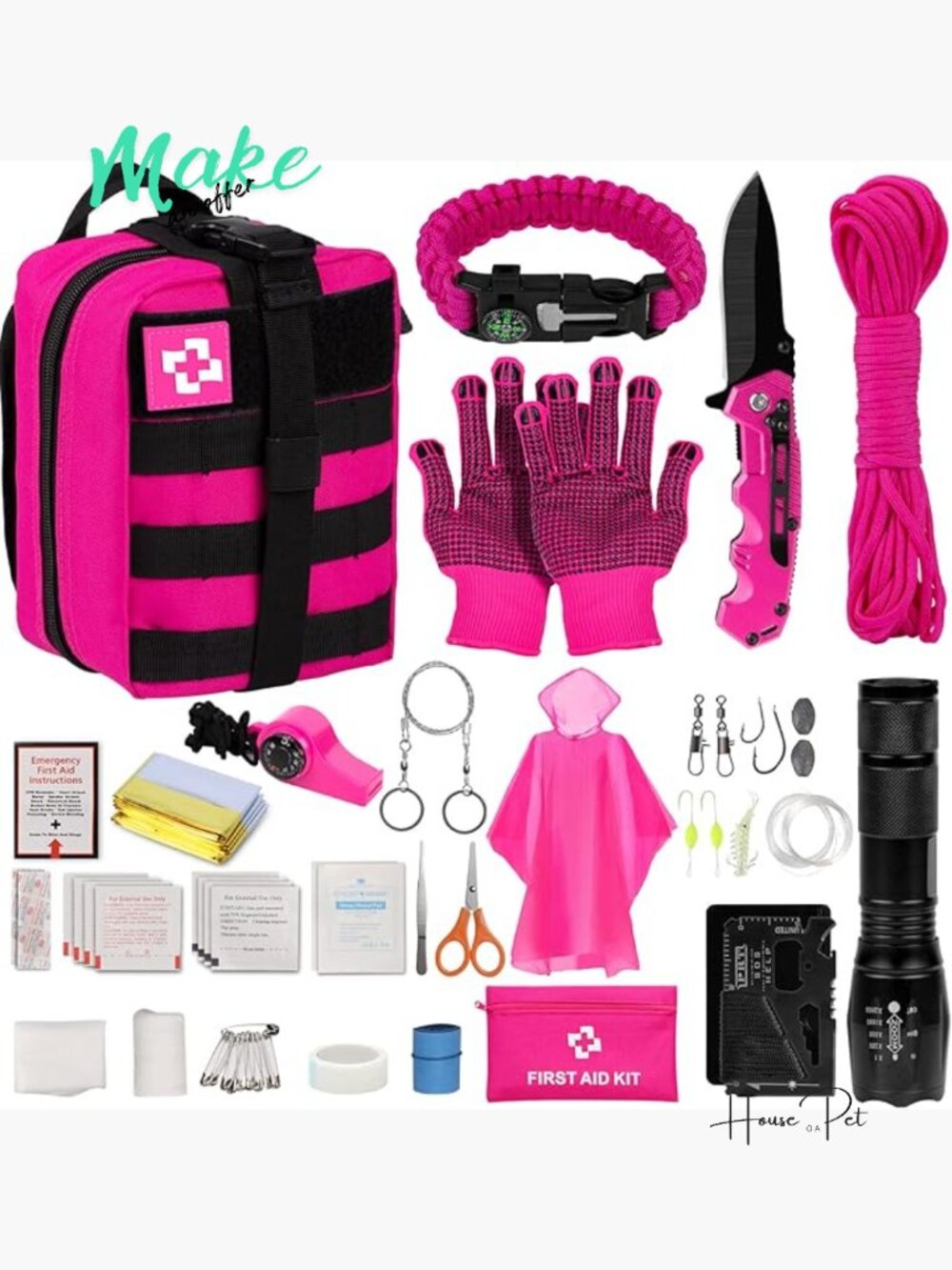 Emergency Survival Kit First Aid Kit 65 Piece Tactical Molle Pouch